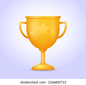 Copa, trofeo, ilustración vectorial de premio. 
Icono 3d para página de inicio, web, aplicación móvil, afiche, banner, volante.