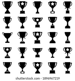 Cup trophy set icon, logo isolated on white background