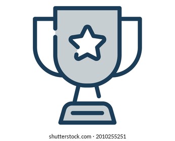 Trophäe einzeln auf Tasse mit Dash oder gestricheltem Linienstil	
