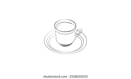 A cup of Turkish coffee vector illustration. Traditional Turkish Coffee. Coffee foam. Small coffee cup. Line art