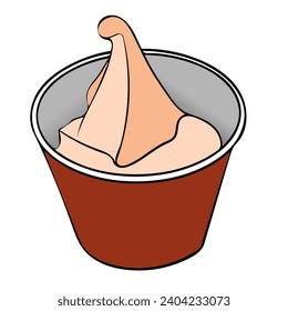 A cup of vanilla chocolate ice cream vector. The vector is suitable to use for ice cream vector background and package product.