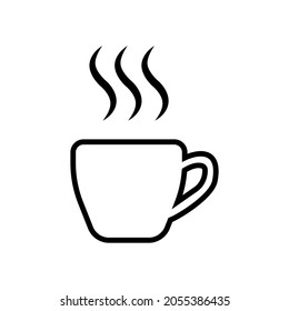 Cup with vapor black and white vector icon.