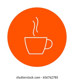 Cup with the vapor over it, vector round monochrome icon, flat style.