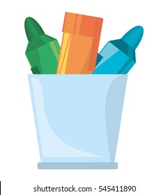 cup with various colores markers school vector illustration eps 10