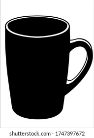 Cup -vector black silhouette for logo, menu. Cookware black silhouette pictogram or corporate identity.