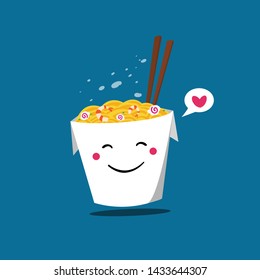 ิnooddle cup vector blue background