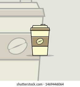 Cup Vector Cartoon for cafe Logo or cafe template with coffee cup background