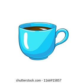 Cup. Vector flat illustration of mug with tea or coffee isolated on white background