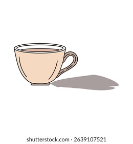 Cup vector icon. Coffee mug symbol. Beige ceramic shape. White background design.
