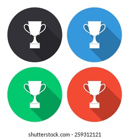 cup vector icon - colored(gray, blue, green, red) round buttons with long shadow