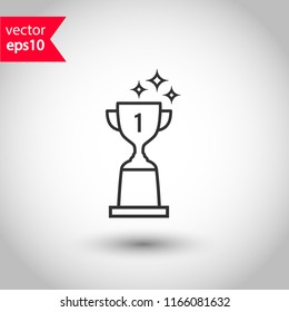 Cup vector icon. First place cup sign. Reward victory cup symbol. Goblet icon. Ceremony contest cup icon. EPS 10 flat symbol.