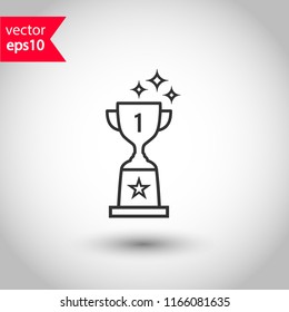 Cup vector icon. First place cup sign. Reward victory cup symbol. Goblet icon. Ceremony contest cup icon. EPS 10 flat symbol.