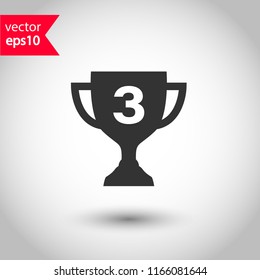 Cup vector icon. First place cup sign. Reward victory cup symbol. Goblet icon. Ceremony contest cup icon. EPS 10 flat symbol.