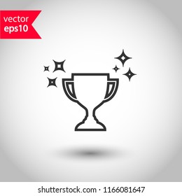 Cup vector icon. First place cup sign. Reward victory cup symbol. Goblet icon. Ceremony contest cup icon. EPS 10 flat symbol.