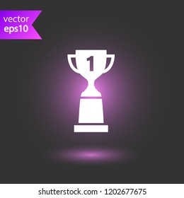 Cup vector icon. First place cup sign. Reward victory cup symbol. Goblet icon. Ceremony contest cup icon. EPS 10 flat symbol.