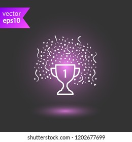 Cup vector icon. First place cup sign. Reward victory cup symbol. Goblet icon. Ceremony contest cup icon. EPS 10 flat symbol.