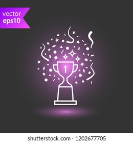 Cup vector icon. First place cup sign. Reward victory cup symbol. Goblet icon. Ceremony contest cup icon. EPS 10 flat symbol.