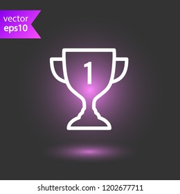 Cup vector icon. First place cup sign. Reward victory cup symbol. Goblet icon. Ceremony contest cup icon. EPS 10 flat symbol.
