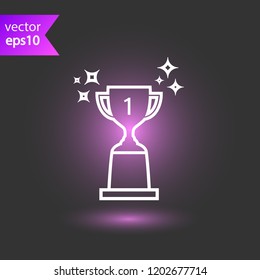 Cup vector icon. First place cup sign. Reward victory cup symbol. Goblet icon. Ceremony contest cup icon. EPS 10 flat symbol.