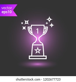 Cup vector icon. First place cup sign. Reward victory cup symbol. Goblet icon. Ceremony contest cup icon. EPS 10 flat symbol.