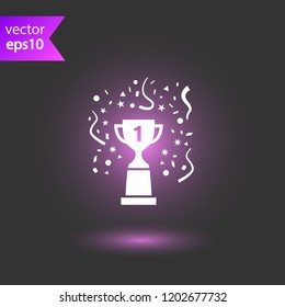 Cup vector icon. First place cup sign. Reward victory cup symbol. Goblet icon. Ceremony contest cup icon. EPS 10 flat symbol.