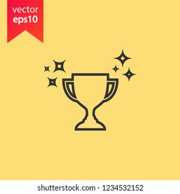 Cup vector icon. First place cup sign. Reward victory cup symbol. Goblet icon. Ceremony contest cup icon. EPS 10 flat symbol. Champion icon.