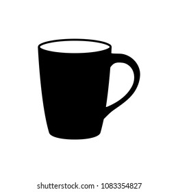 Cup vector icon. Illustration on a flat design stylle in black and white colours. Suitable for menu in coffee-shop , cafe