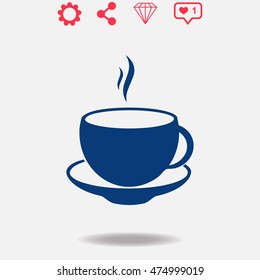 Cup vector icon on grey background.