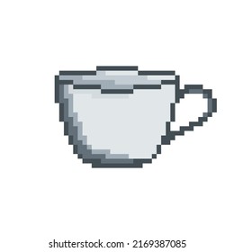 Cup vector icon. Pixel art. 8 bit logo for game. eps10