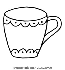 Cup, Vektorgrafik. Geschirr-Symbol mit Muster.