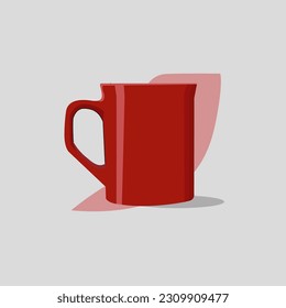 cup vector illustration red color,cup icon,coffee holder isolated gray background.