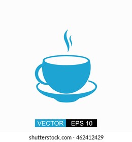 Cup vector. Isolated blue icon on white background.
