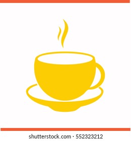 Cup vector yellow icon on white background. Cup symbol stock bitmap illustration. Business picture.
