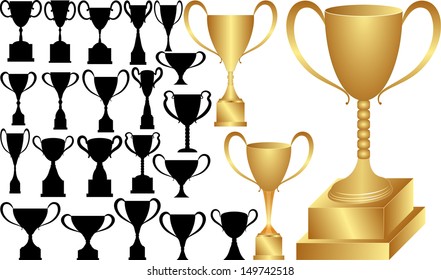 Cup of victory - set of vector illustration