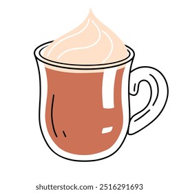 Cup of Viennese coffee isolated on white background. Mug of coffee latte