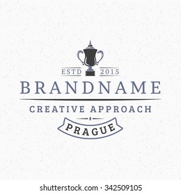 Cup. Vintage Retro Design Elements for Logotype, Insignia, Badge, Label. Business Sign Template. Textured Background