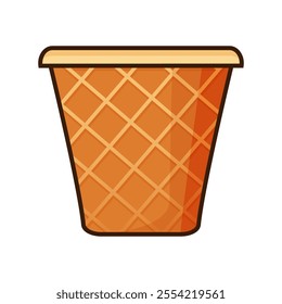 Cup. Waffle cup. Cardboard cup. Simple, flat. Vector. Graphics.  Contour drawing for collage and web design. 