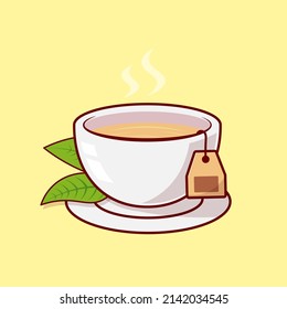 A cup of warm tea with leaves and teabags