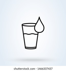 cup and water drop. line art Simple vector modern icon design illustration.