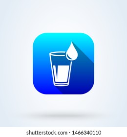 cup and water drop. Simple vector modern icon design illustration.