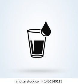 Cup And Water Drop. Simple Vector Modern Icon Design Illustration.
