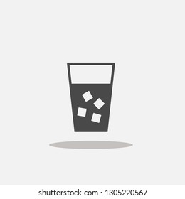 Cup of water with ice cubes vector icon with shadow