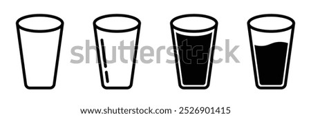 Cup of water icon in different style vector illustration. Black cup of water vector icons designed in filled, outline, line and stroke style can be used for web, mobile, UI.
