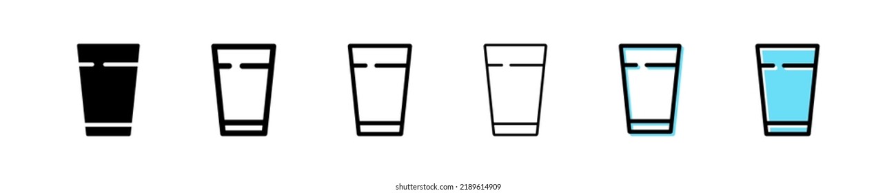 Cup of water icon. Glass cup vector symbol. Simple glass outline icons. Drink cup water icons set. Flat web icon. EPS10