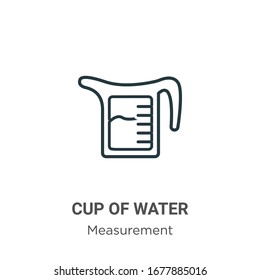 Icono del vector de contorno de agua. Icono de copa negra de agua fina, ilustración de elemento simple vector plano a partir del concepto de medida editable trazo aislado en fondo blanco
