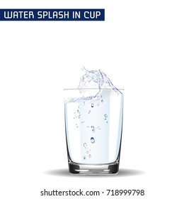 Cup with water splash. Vector Illustration.