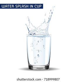 Cup With Water Splash. Vector Illustration.