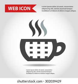 Cup web icon, flat, vector. Cup is filled of something hot, tea, coffee of other. Cup with steam.