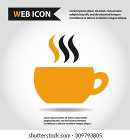 Cup web icon, flat, vector. Cup is filled out of something hot - tea, coffee or other. Cup with steam.