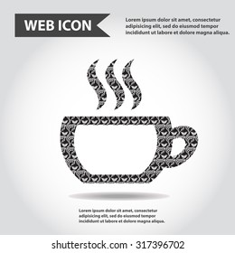 Cup web icon with vapor, flat, vector.